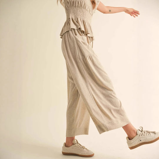 Damen weite Culotte-Jerseyhose mit Smockbund und Eingrifftaschen Shop Nory