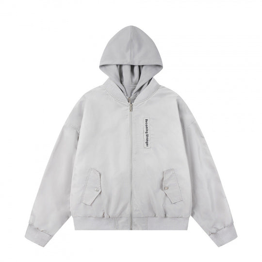 Unisex Oversize Kapuzen-Blousonjacke mit Rippbündchen und Pattentaschen Shop Nory