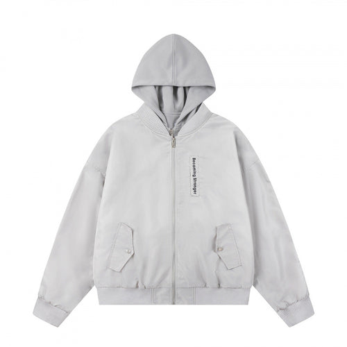 Unisex Oversize Kapuzen-Blousonjacke mit Rippbündchen und Pattentaschen Shop Nory