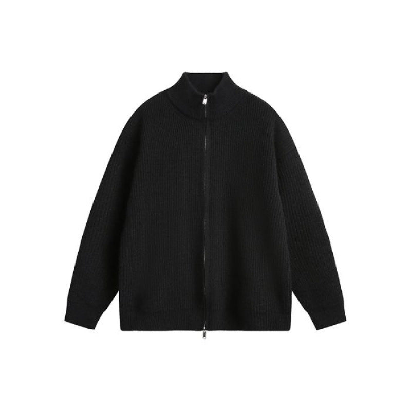 Unisex Oversized Strick-Zipjacke mit Stehkragen und Rippbündchen Shop Nory