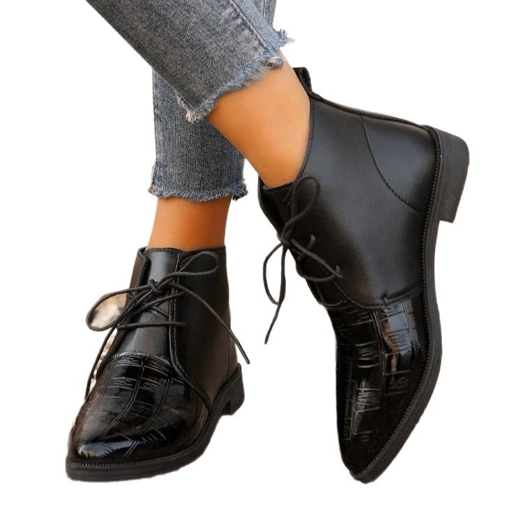 Damen modische stiefeletten mit glänzenden Akzenten und Schnürung