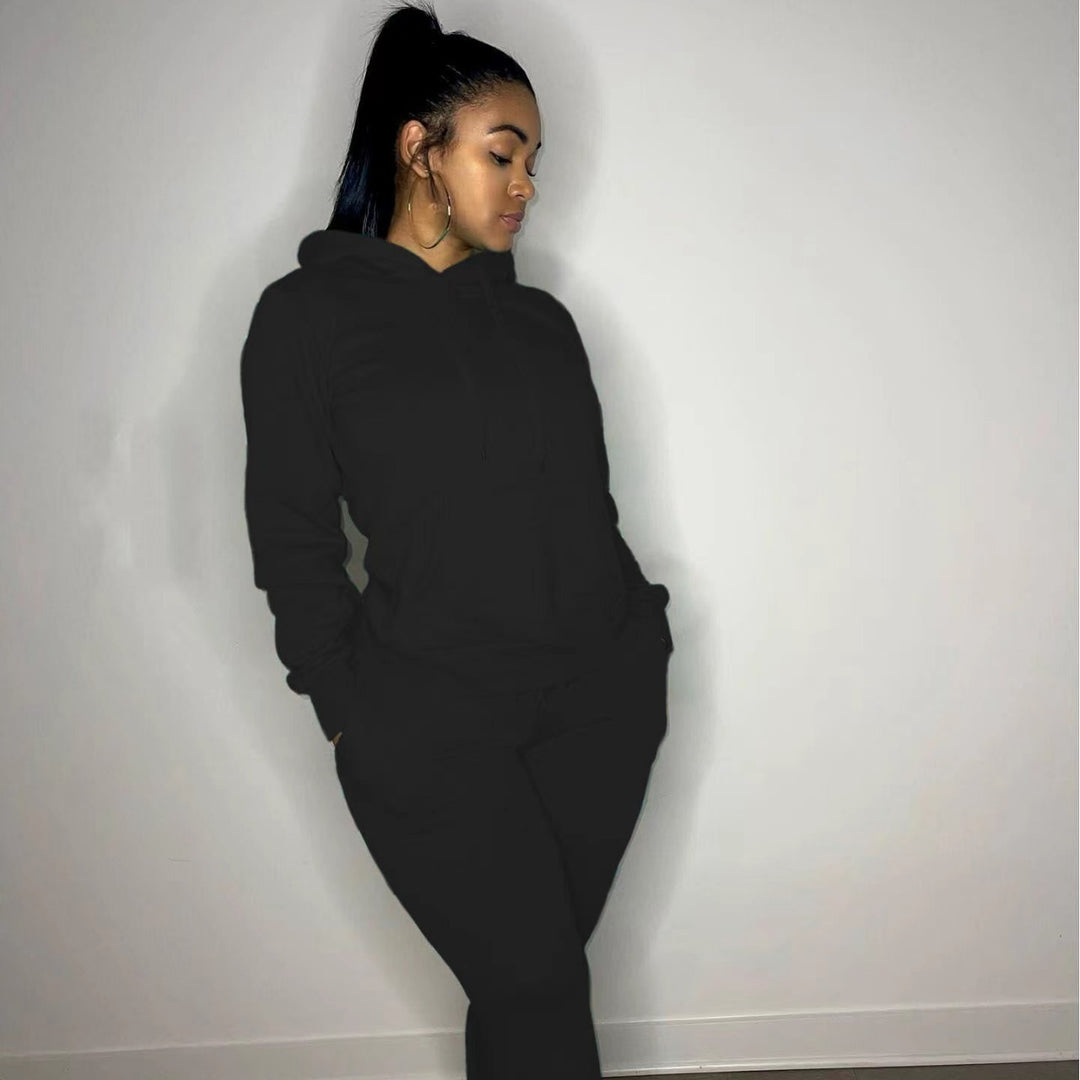 Damen nan tailliertes Hoodie- und Jogginghose-Set mit Kängurutasche, hohem Komfortbund und gerippten Knöchelbündchen Shop Nory