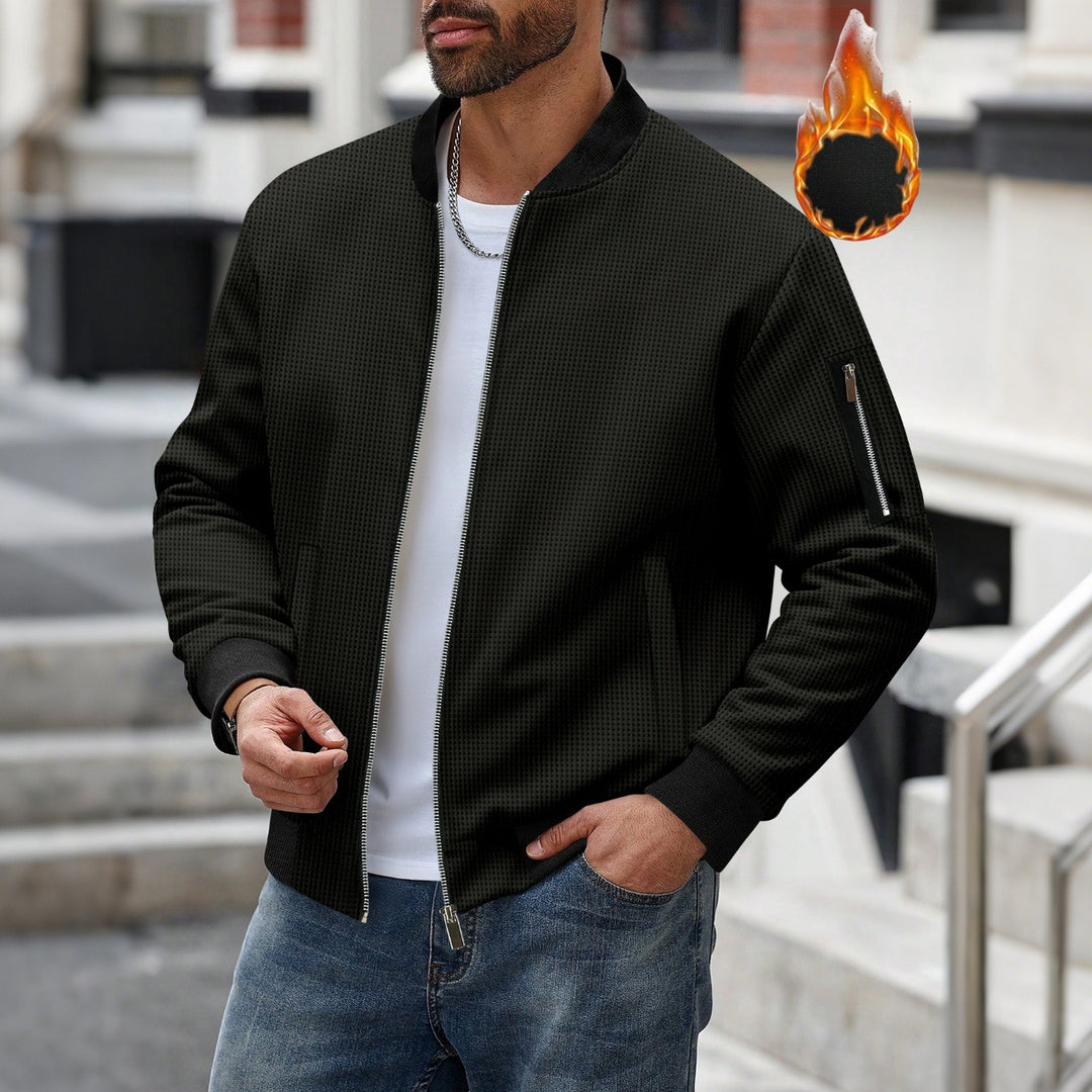 Herren nan leicht wattierte Bomberjacke mit Waffelstruktur, durchgehendem Reißverschluss und Ärmeltasche Shop Nory