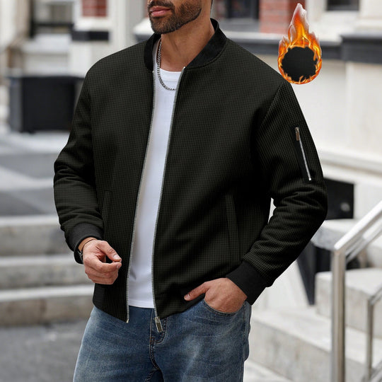 Herren nan leicht wattierte Bomberjacke mit Waffelstruktur, durchgehendem Reißverschluss und Ärmeltasche Shop Nory