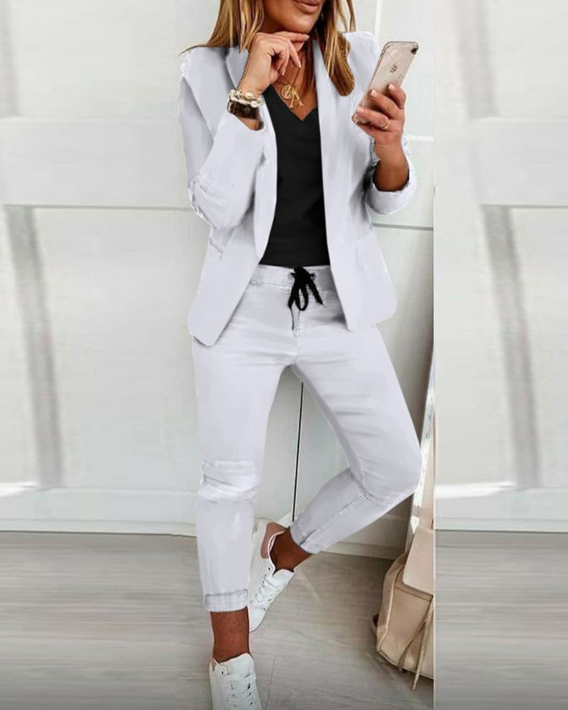 Damen Elegantes Zweiteiliges Blazer-Jogginganzug Shop Nory