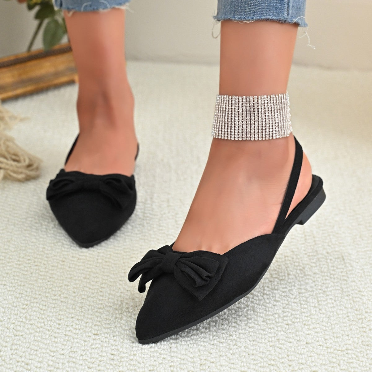 Damen Ballerinas mit stilvollem Schleifendetail und eleganter Spitze