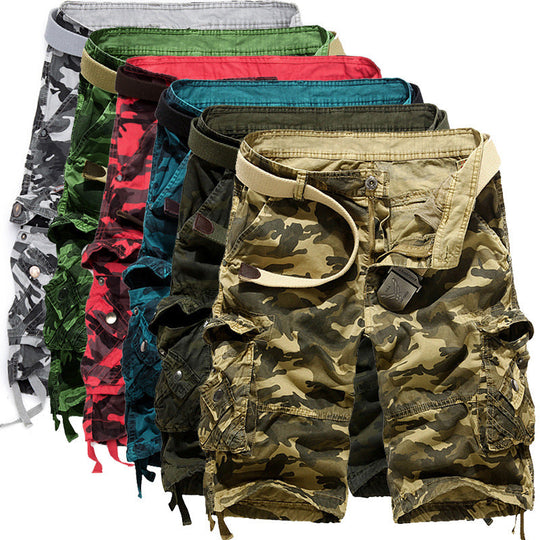 Herren Camo Cargo-Shorts mit mehreren Taschen und verstellbarem Bund