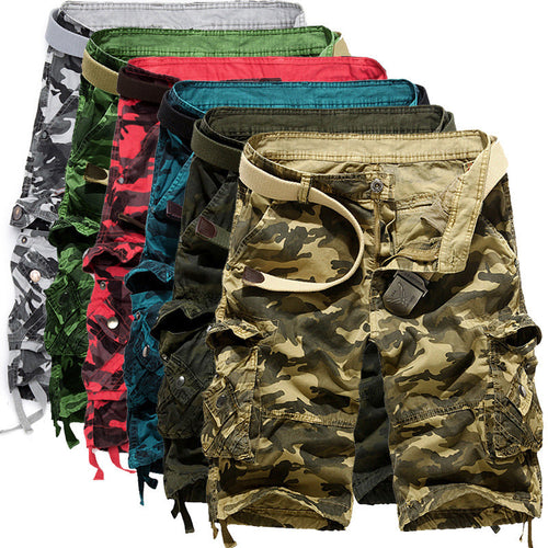 Herren Camo Cargo-Shorts mit mehreren Taschen und verstellbarem Bund