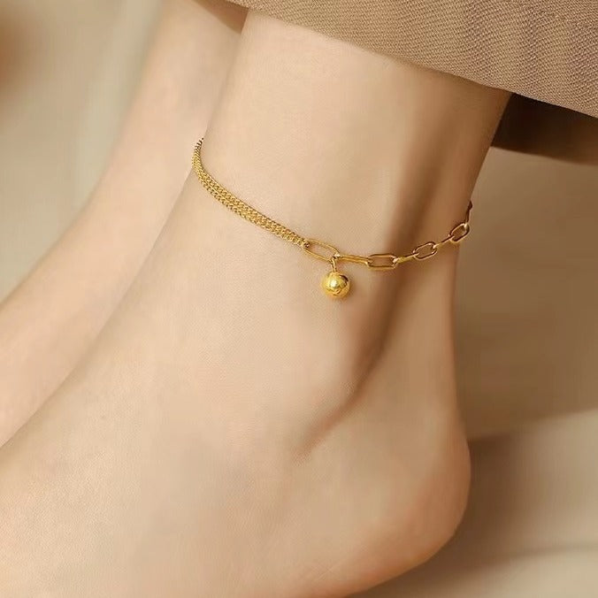 Damen zarte goldene Kettenknöchelband mit Charm Shop Nory
