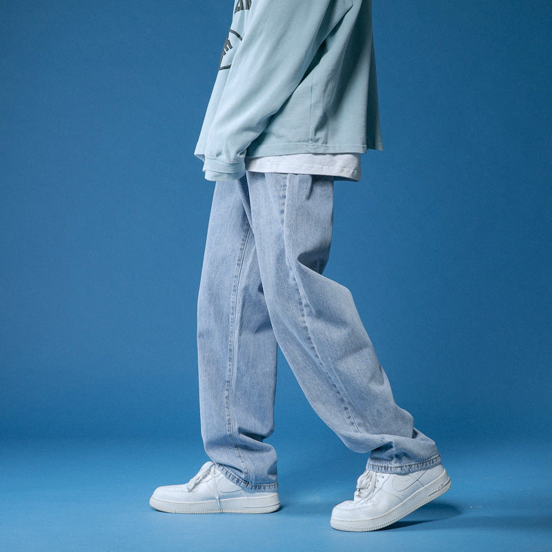 Herren lockere Denim-Jeans im Vintage-Stil mit hoher Taille