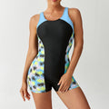 Damen Sportlicher Schwimmanzug mit lShopnoryhaftem Palmendruck Shopnory