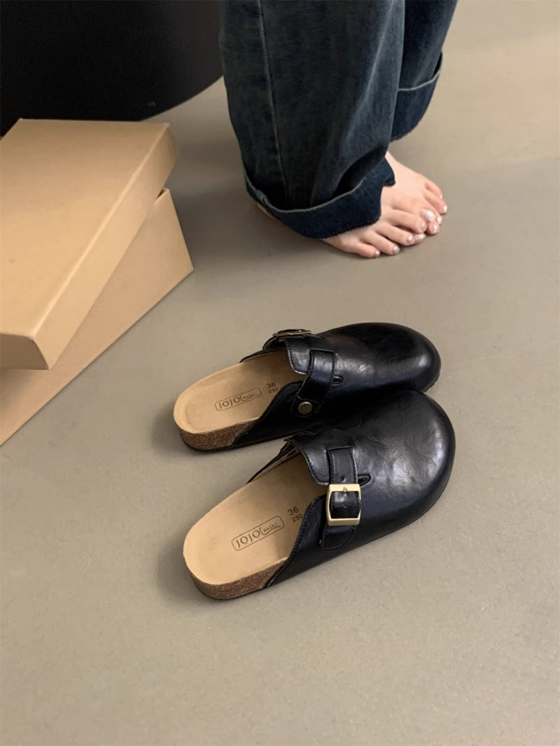 Damen Clogs mit bequemem Fußbett und modischen Schnallenverzierungen Shopnory