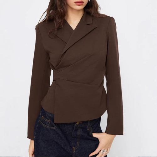 Damen Taillierter Wickel-Blazer mit drapierter Peplum-Silhouette Shop Nory