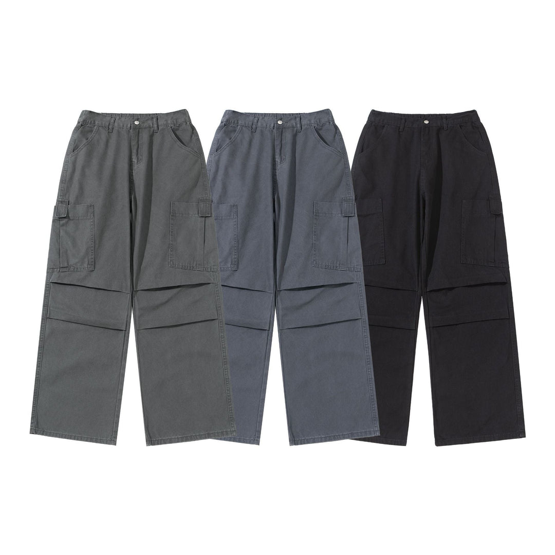 Damen Weite High‑Waist Cargo‑Hose mit aufgesetzten Taschen und verstärkten Kniepartien Shop Nory