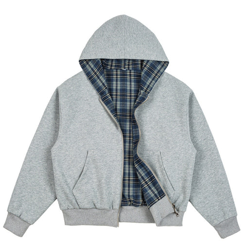 Unisex Gefütterte Kapuzen-Bomberjacke mit karierter Flanell-Innenfütterung und robustem Reißverschluss Shop Nory