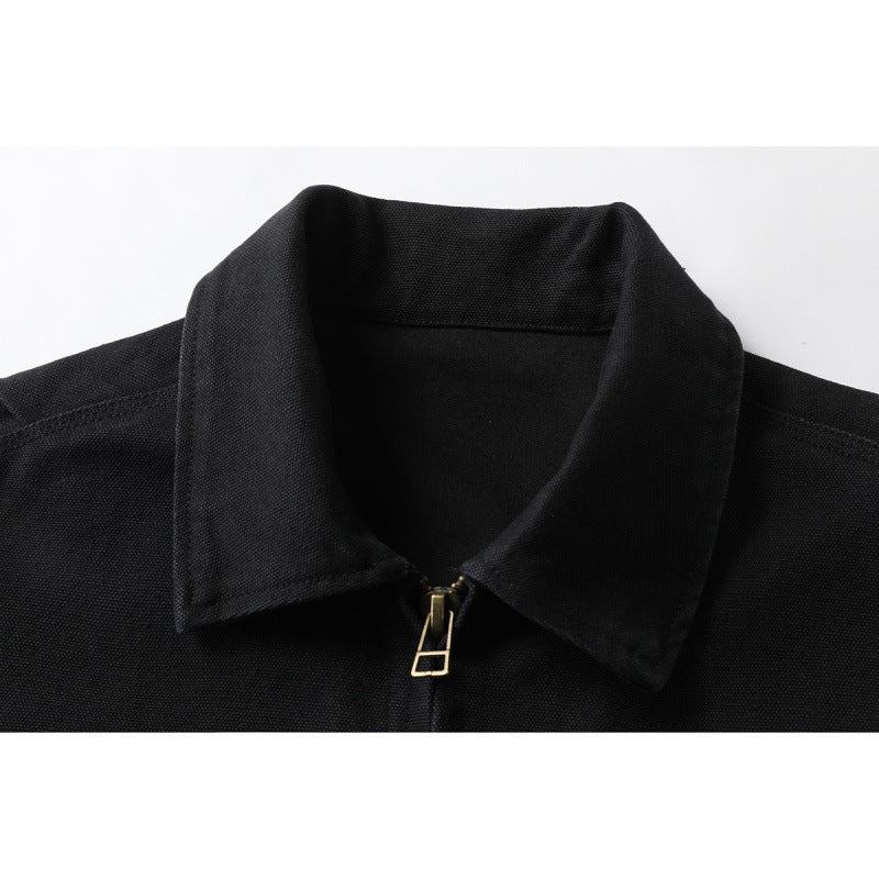 Herren Kurzjacke im Boxy-Schnitt aus Canvas mit Hemdkragen und Leistentaschen Shop Nory