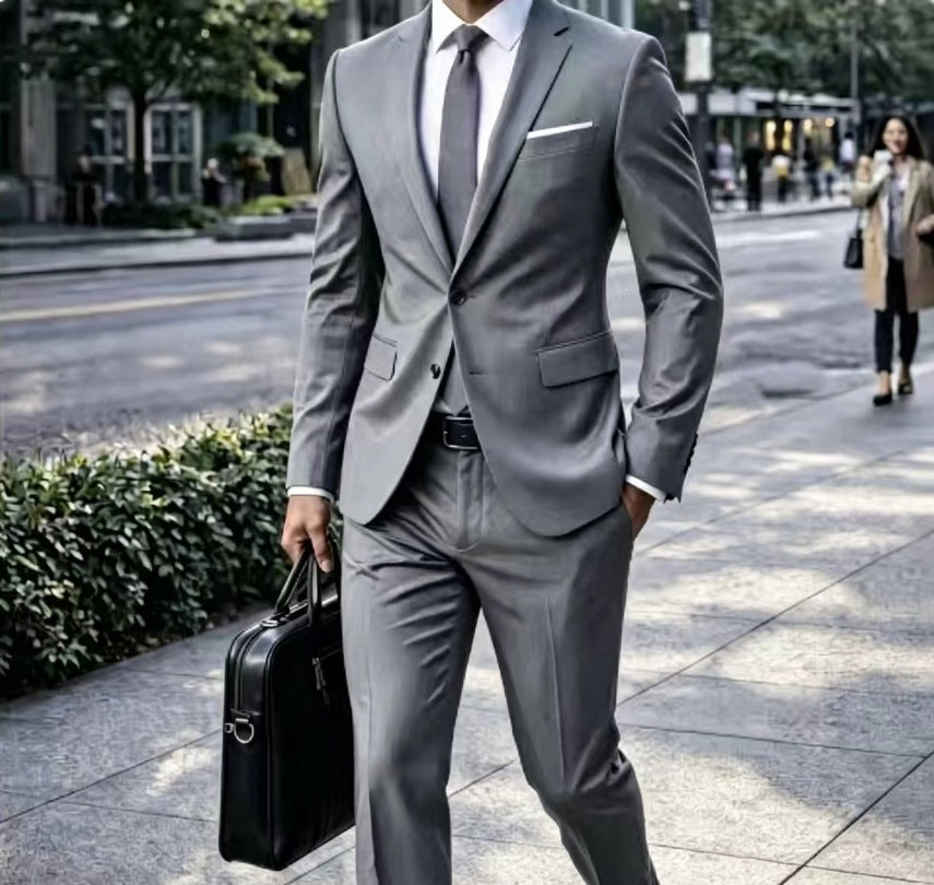 Herren Zweiteiliger Slim-Fit Businessanzug mit tailliertem Revers und schlanker Anzughose Shop Nory