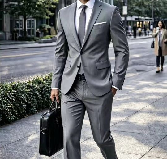 Herren Zweiteiliger Slim-Fit Businessanzug mit tailliertem Revers und schlanker Anzughose Shop Nory