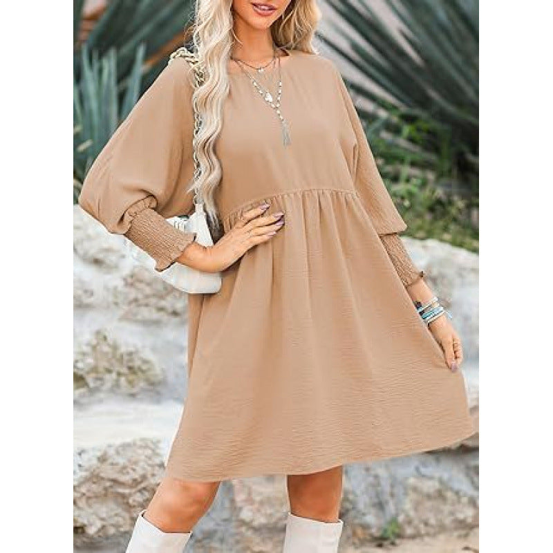 Damen Lockeres Babydoll-Kleid mit Ballonärmeln und geraffter Taille Shop Nory