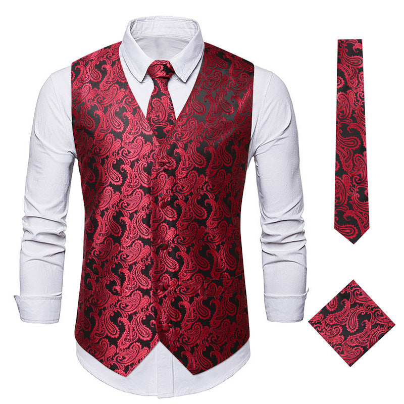 Herren elegante Anzugweste mit eleganten Paisley-Muster und passendem Zubehör ShopNory