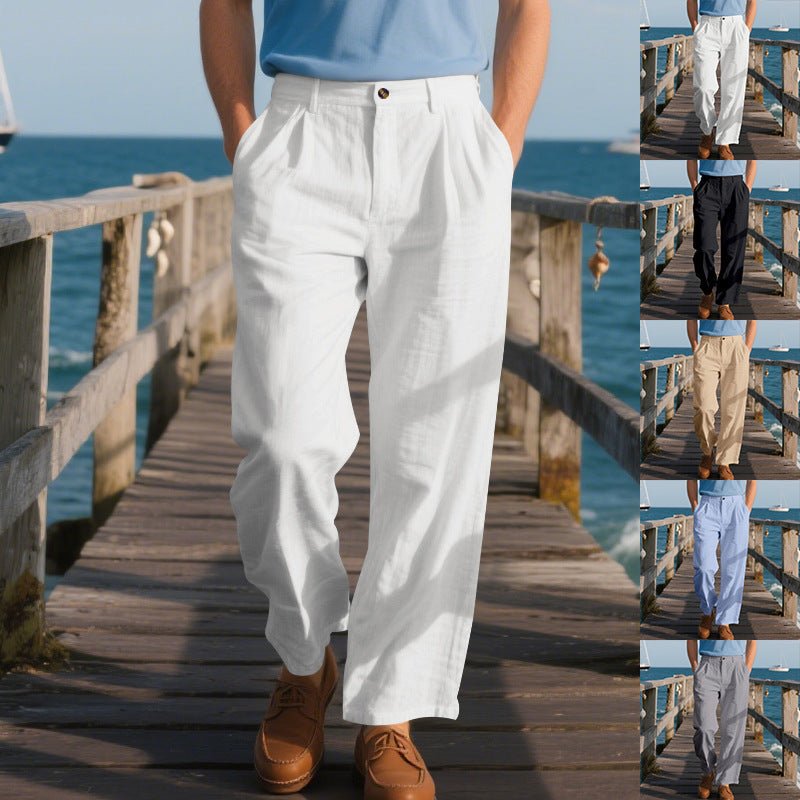 Herren elegante Freizeit-Hose mit weichem Stoff und weitem Schnitt