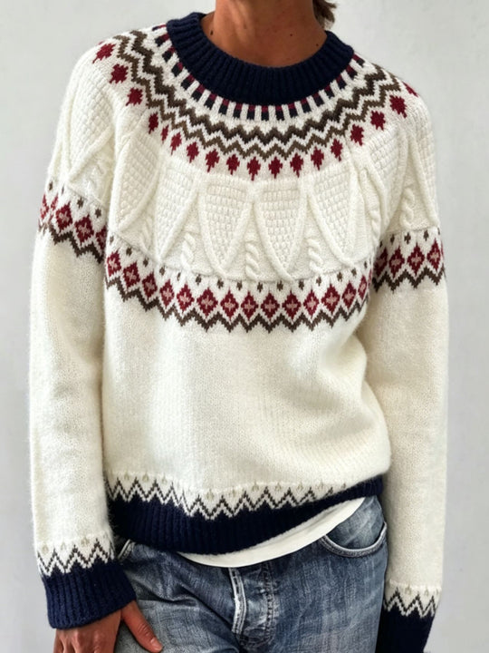 Damen Rundhalsausschnitt Norweger-Pullover mit Fair-Isle-Jacquard Shop Nory