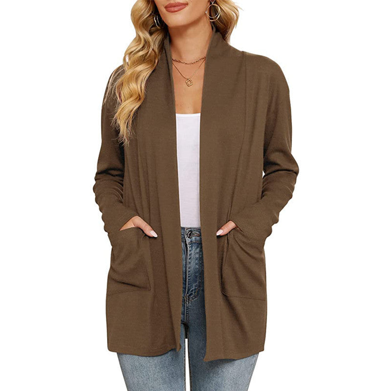 Damen lässiger Longcardigan mit Taschen