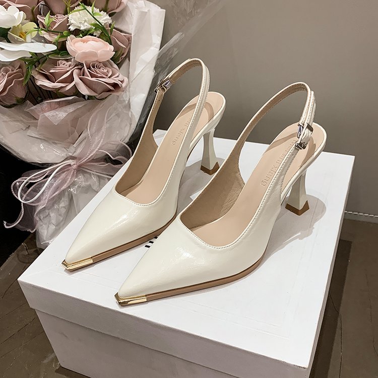 Damen elegante Slingback-Pumps mit spitzer Kappe und glänzender Oberfläche