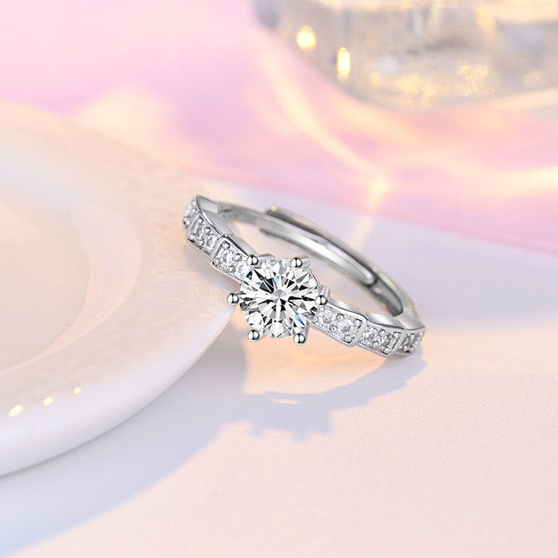 Damen Eleganter Solitär Ring mit funkelnden Zirkonia Shop Nory