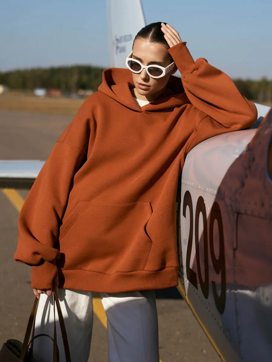 Damen Oversized Kapuzenpullover mit extra weitem Schnitt und Kängurutasche Shop Nory