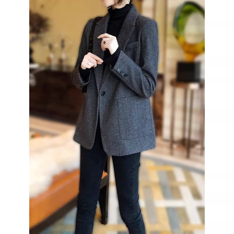 Damen Eleganter Tweed-Blazer Shop Nory