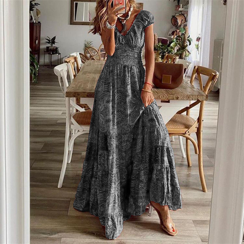 Damen Maxikleid Chiffon V-Ausschnitt