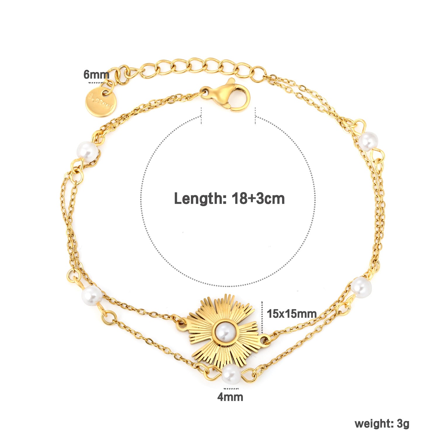 Damen Armband mit filigranem Blütenanhänger und Perlenakzenten Shop Nory