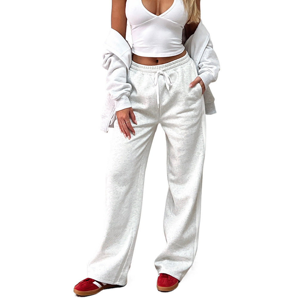 Damen weite High-Waist Jogginghose mit seitlichem Kontrast-Streifen und Taschen Shop Nory