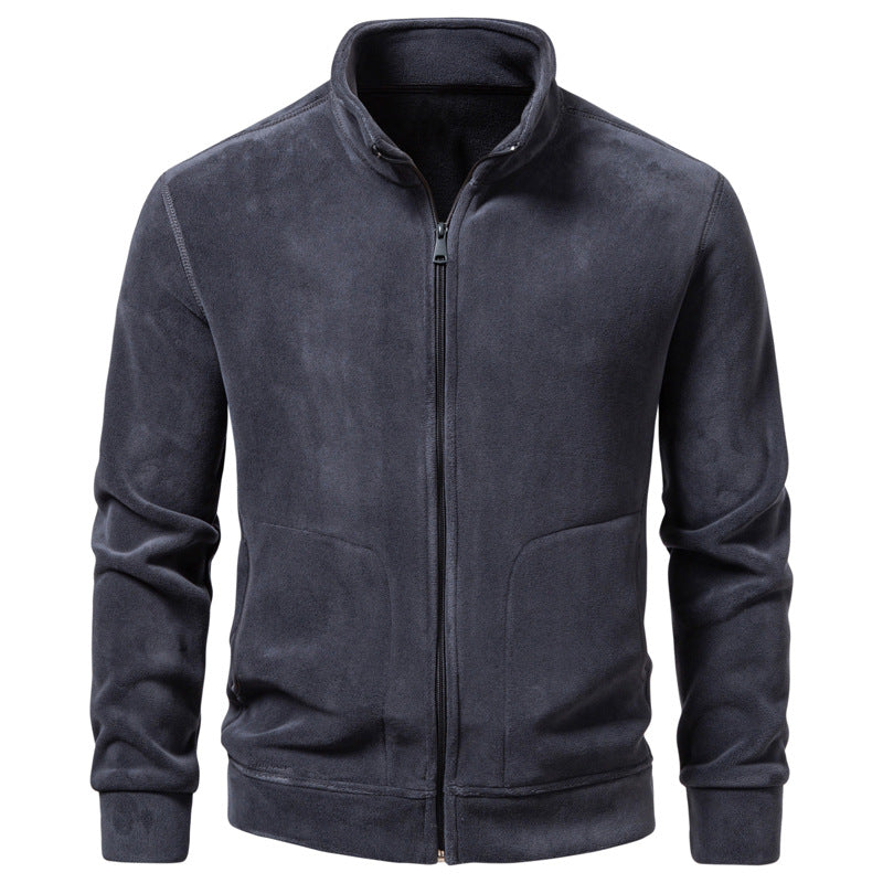 Herren Slim-Fit Fleecejacke mit Stehkragen, durchgehendem Reißverschluss und Eingrifftaschen Shop Nory