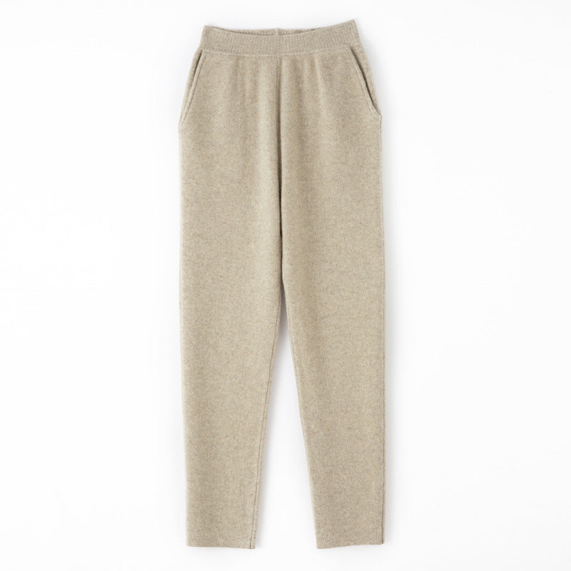 Damen Kaschmir‑Optik Strickhose mit elastischem Bund, konischer Silhouette und Eingrifftaschen Shop Nory