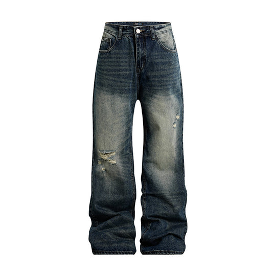 Damen Weite Highwaist Distressed Denim-Jeans im Palazzoschnitt Shop Nory