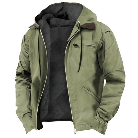Herren nan wattierte Kapuzenjacke mit Teddyfutter und robuster Canvas-Aussenschicht Shop Nory