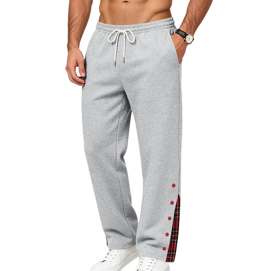 Herren Lässige Jogginghose mit Druckknopfleiste und Karo-Einsatz Shop Nory