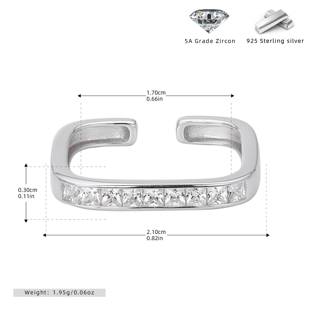 Damen Offener Ring mit luxuriösem Zirkonbesatz aus 925 Sterlingsilber Shop Nory