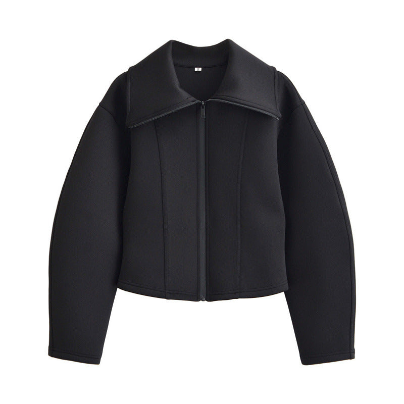 Damen Gekürzte strukturierte Jacke im Neopren‑Look mit weitem Schalkragen Shop Nory