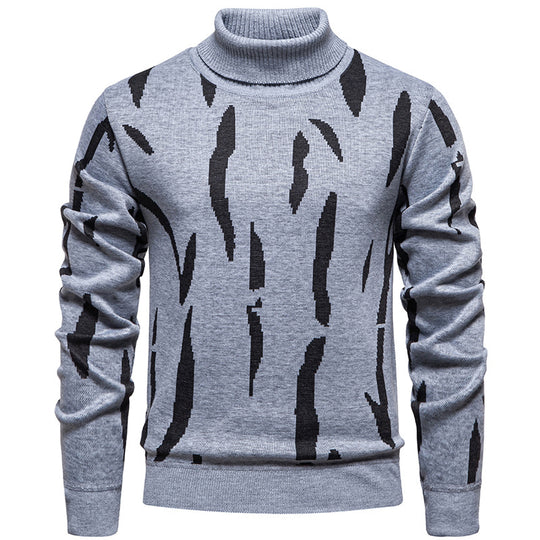 Herren Strukturierter Rollkragenpullover mit abstraktem Jacquardmuster und gerippten Abschlüssen Shop Nory