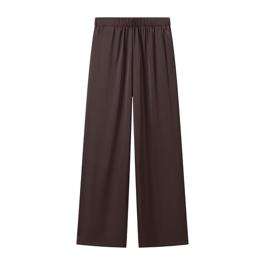 Damen Weite Palazzohose mit elastischem Bund und fließender Satin‑Optik Shop Nory