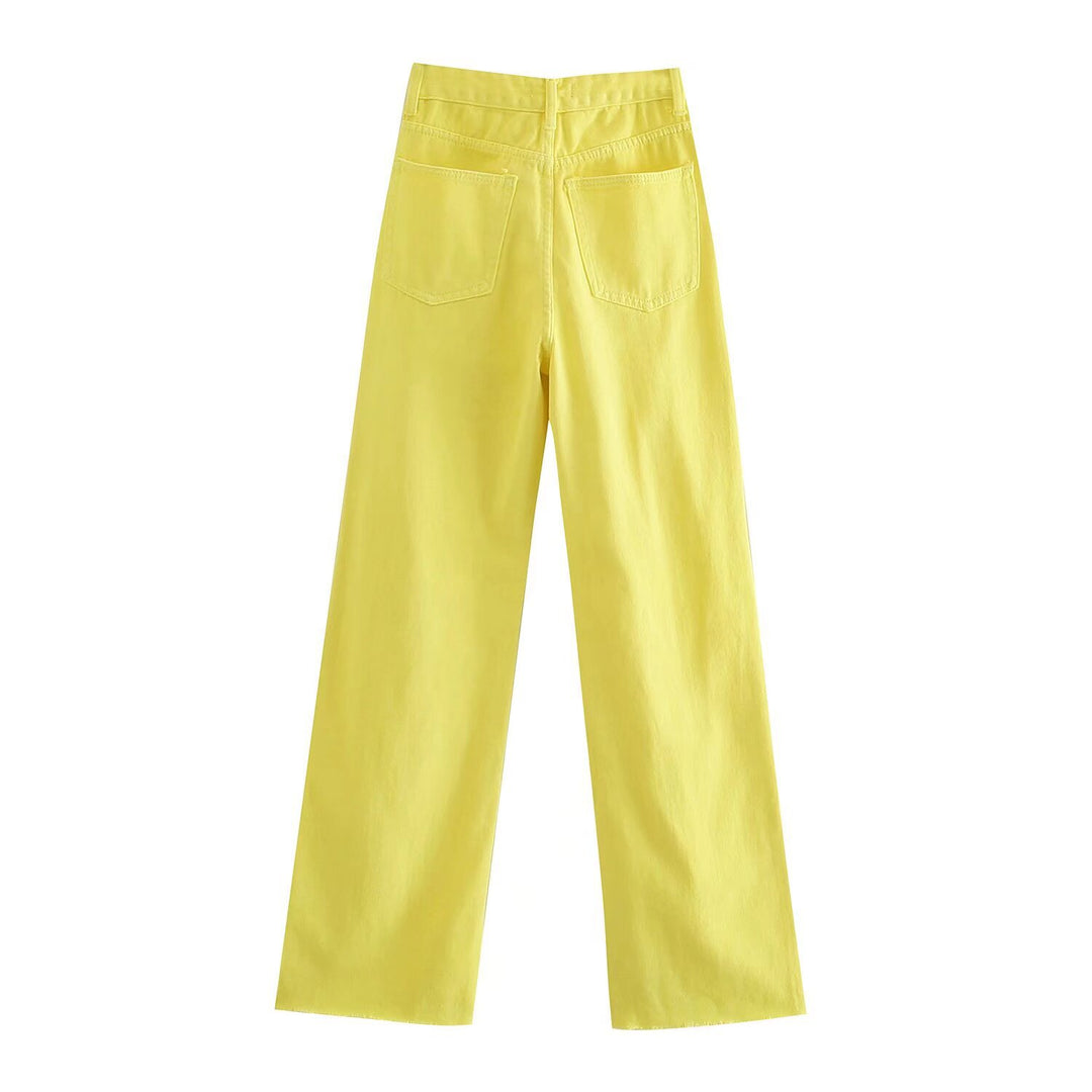Damen Hochtaillierte weit geschnittene Jeans mit weitem Bein, hoher Taille und rohem Saum Shop Nory