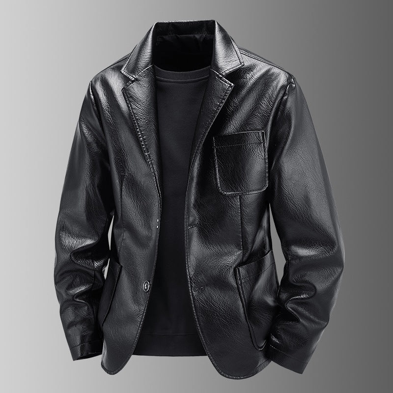 Herren Elegante Kunstlederjacke im modernen Blazer-Stil Shop Nory