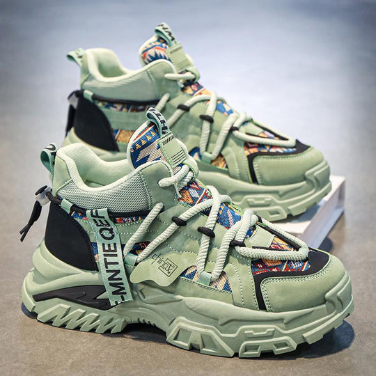 Damen Chunky-Plateau-Sneaker mit Ethno-Textil-Overlays und robuster Profilsohle Shopy Nory