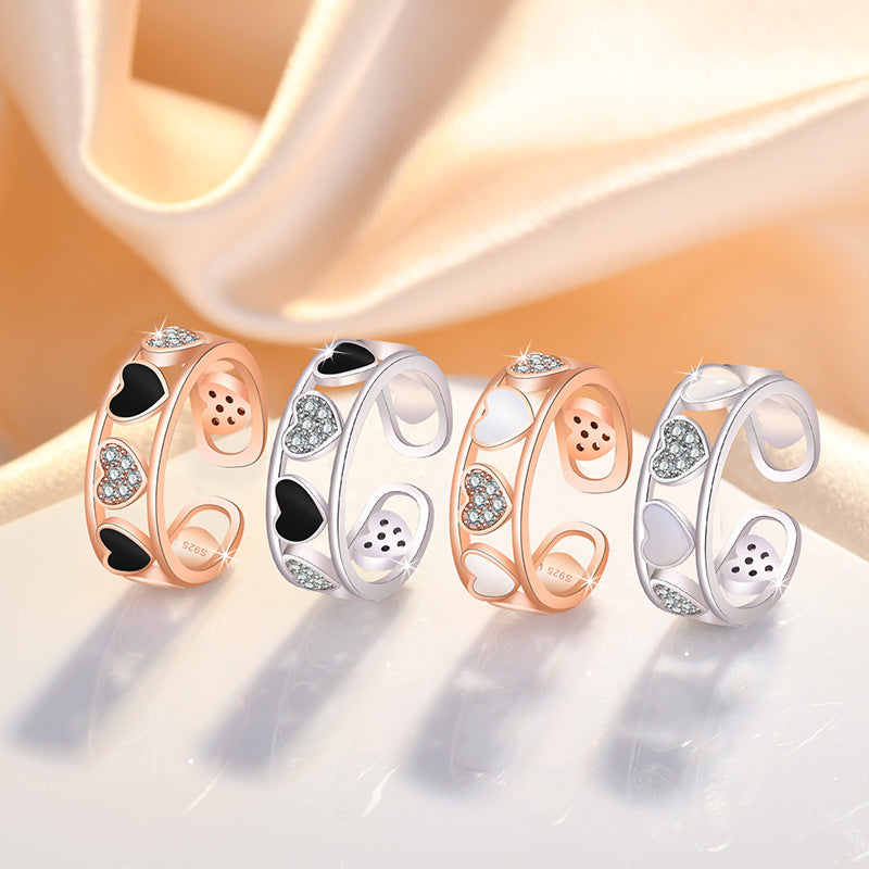 Damenring mit herzförmigem Design und funkelndem Kristallbesatz Shop Nory