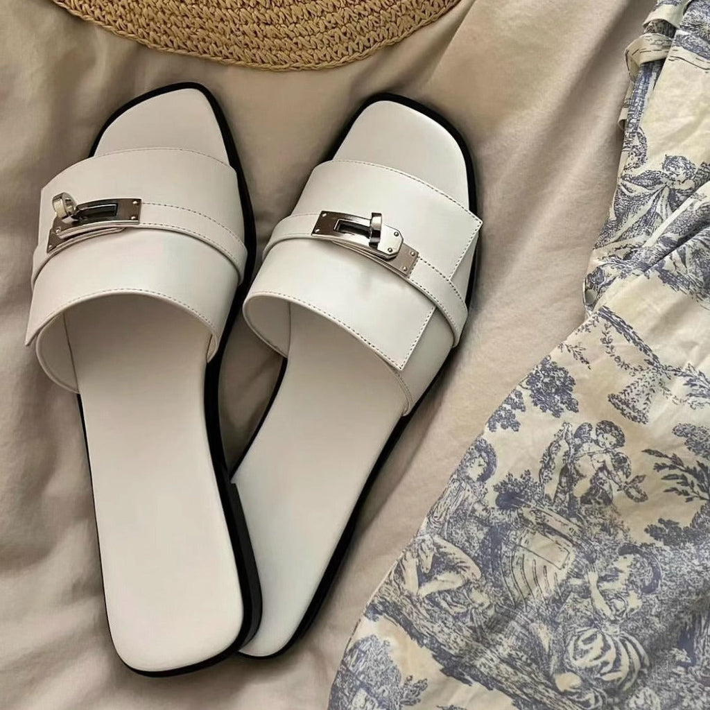 Damen Elegante Pantoletten mit dekorativen Riemen und komfortablem Fußbett