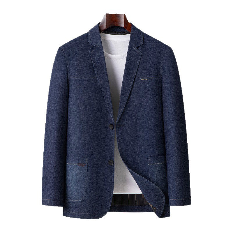 Herren Smart-Casual Denimblazer mit aufgesetzten Taschen und Kontrastnähten Shop Nory
