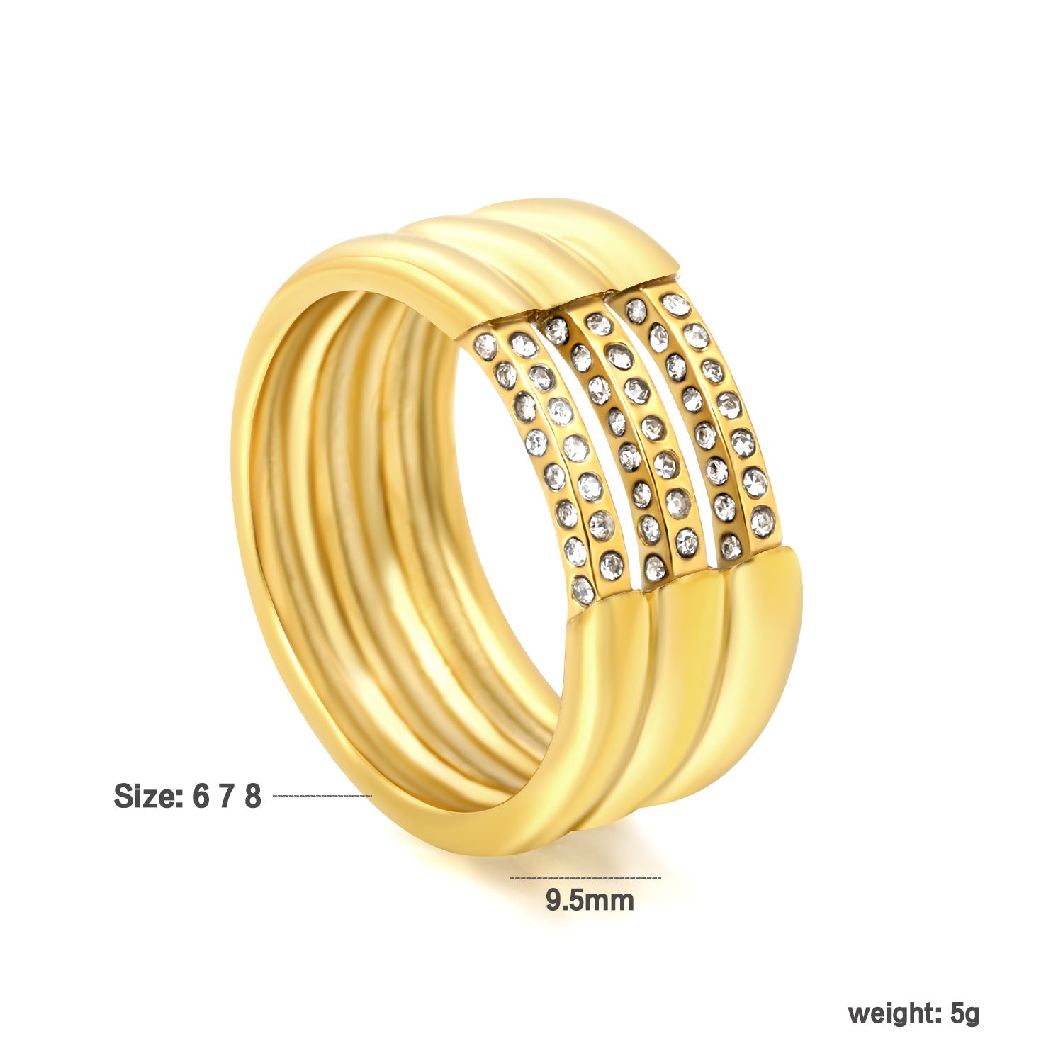 Damen Ring mit schimmernden Kristallen und elegantem Wellendesign Shop Nory
